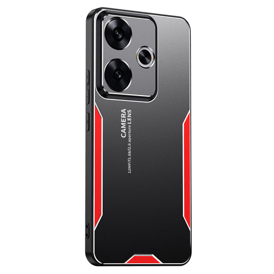 For Xiaomi Redmi Turbo 3 5G Case Aluminum Alloy+PC+TPU Shock Absorption Phone Cover - Red