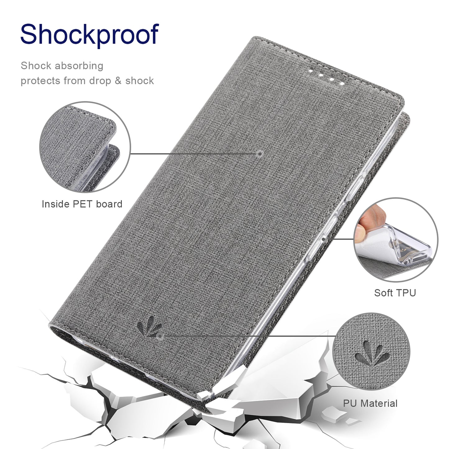 VILI DMX Series For Google Pixel 8a Phone Case Card Holder Leather Cover Mobile Accessories Wholesale - Grey