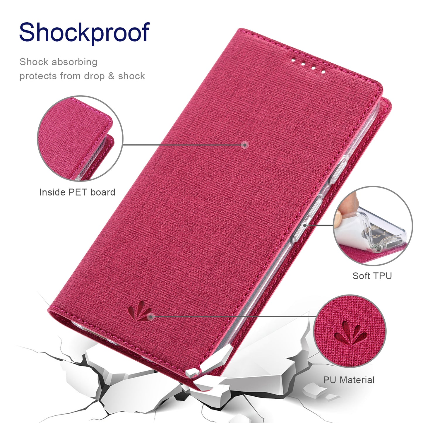 VILI DMX Series For Google Pixel 8a Phone Case Card Holder Leather Cover Mobile Accessories Wholesale - Rose