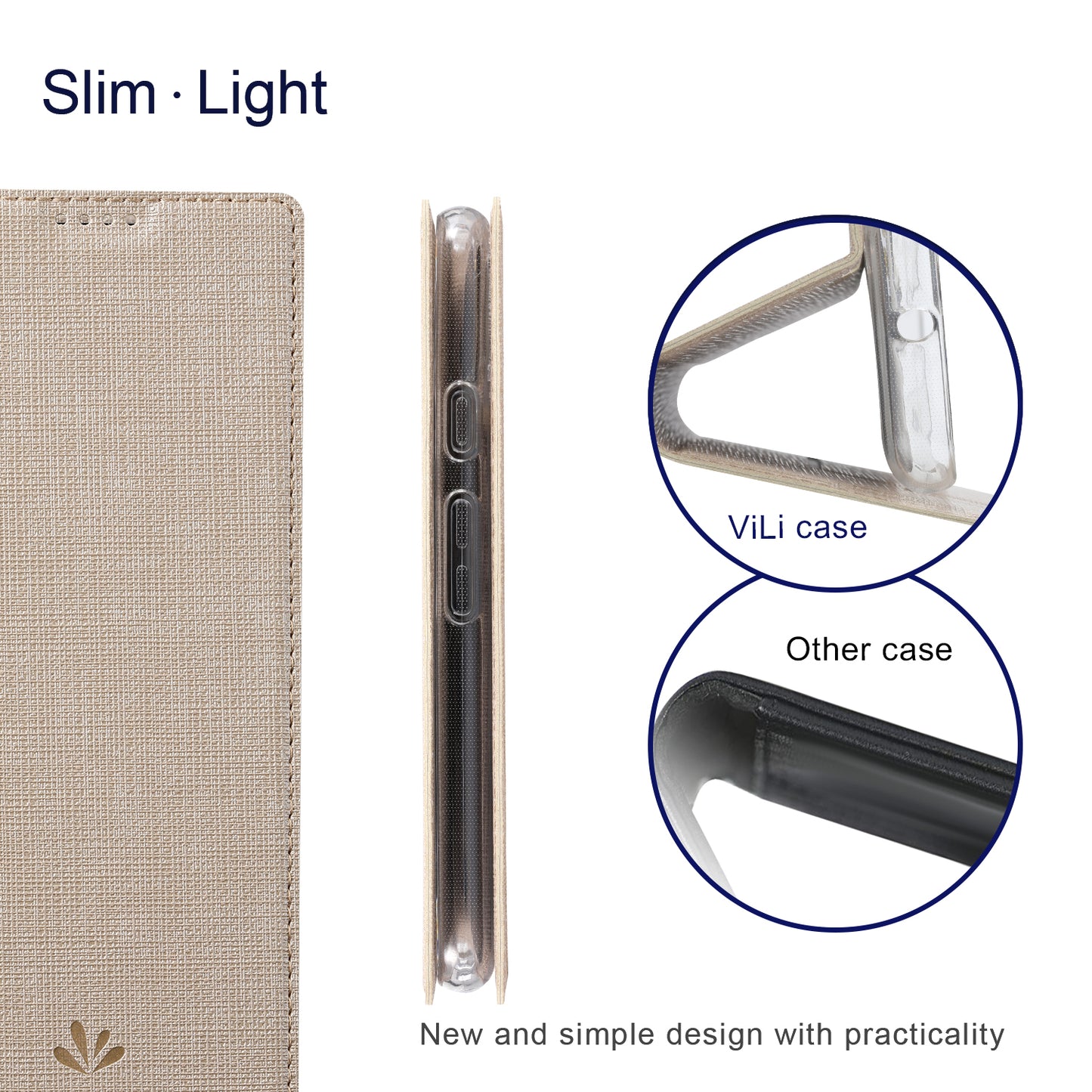 VILI DMX Series For Google Pixel 8a Phone Case Card Holder Leather Cover Mobile Accessories Wholesale - Khaki