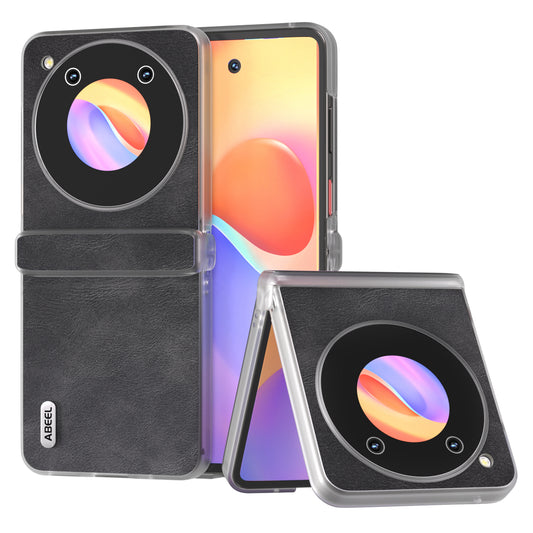 ABEEL For ZTE nubia Flip 5G Case Matte Edge Cowhide Texture Leather+PC Phone Cover - Black