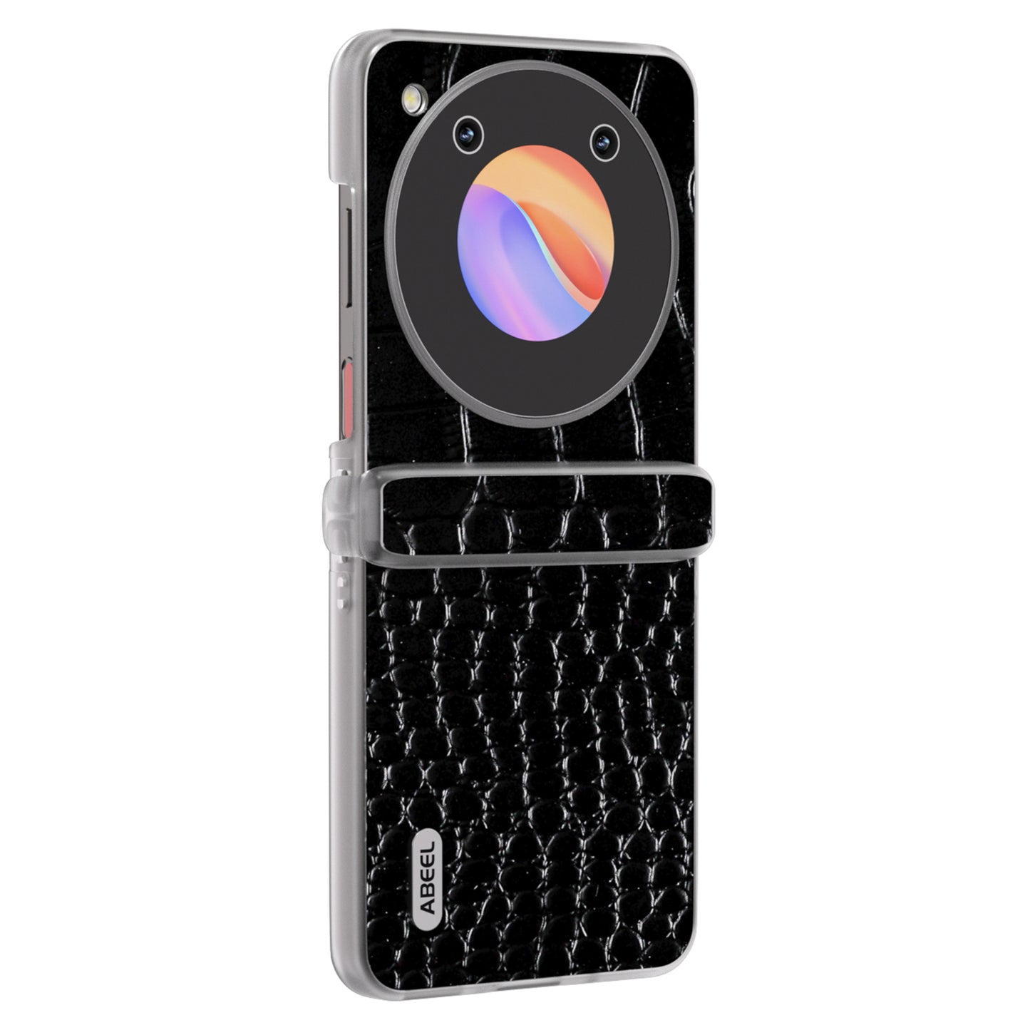 ABEEL For ZTE nubia Flip 5G Case Matte Edge Genuine Cow Leather+PC Hinge Protection Phone Cover - Black
