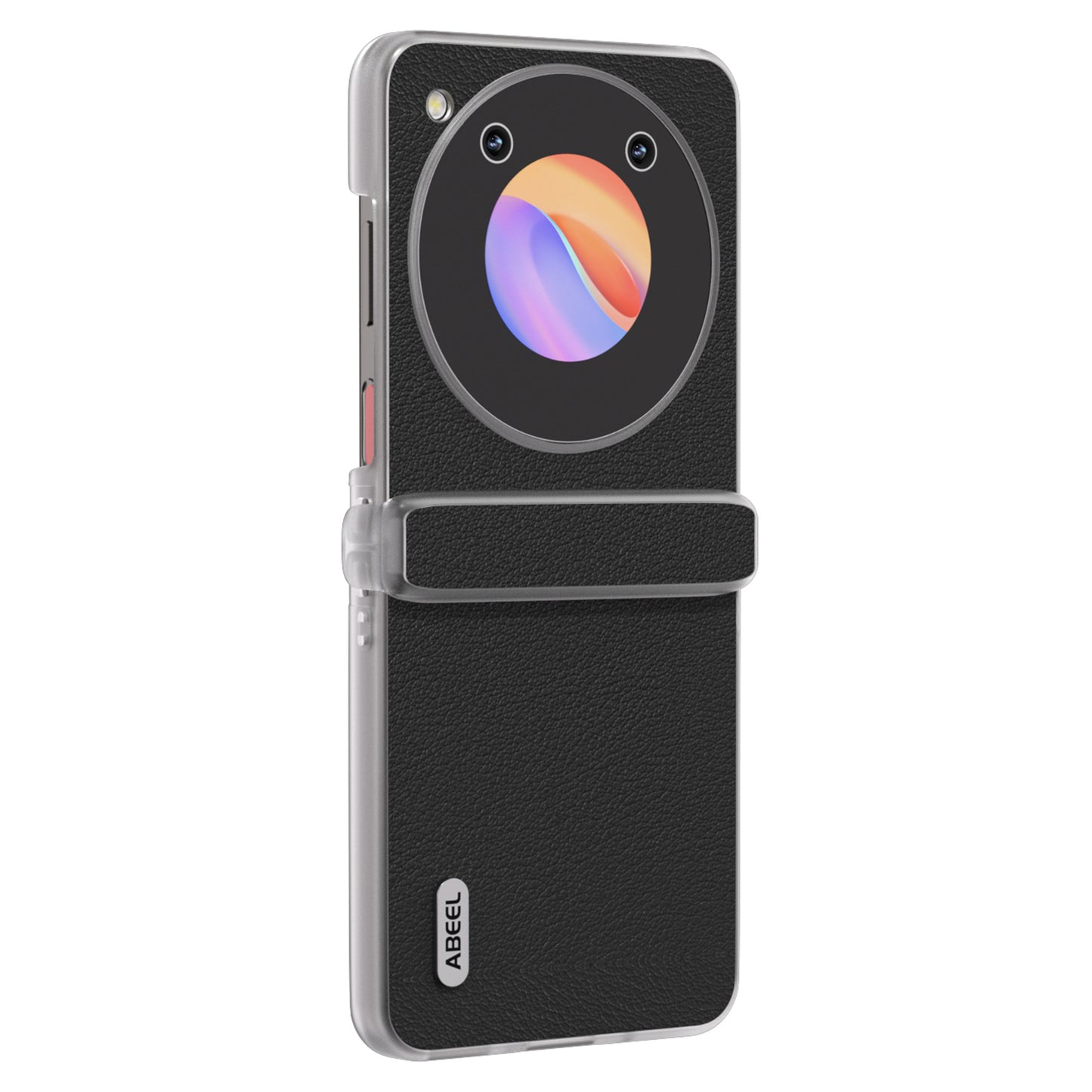 ABEEL For ZTE nubia Flip 5G Phone Case Genuine Cow Leather Coated PC Cover Matte Clear Edge - Black