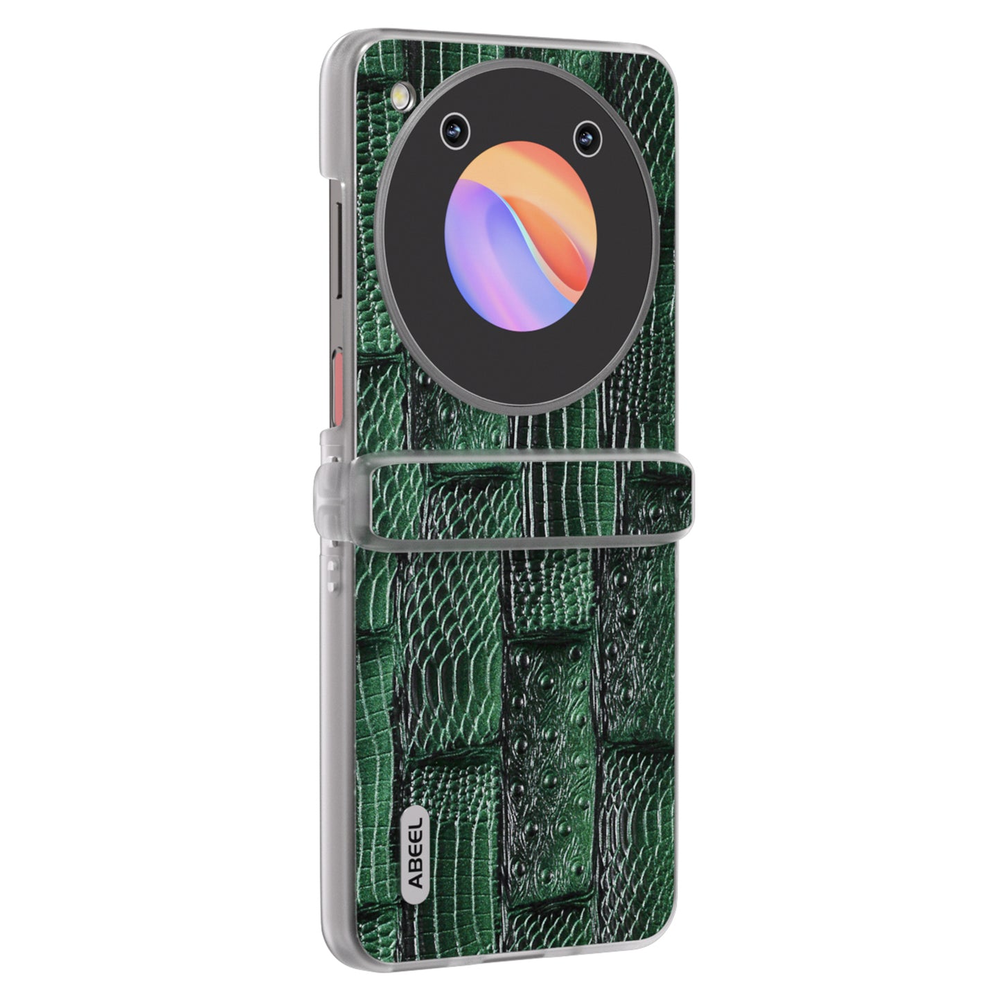 ABEEL For ZTE nubia Flip 5G Phone Case Matte Edge Mahjong Texture Genuine Cow Leather+PC Slim Cover - Green