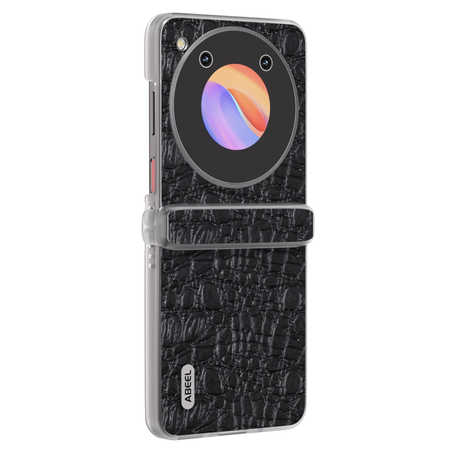 ABEEL For ZTE nubia Flip 5G Case Matte Clear Edge Canopy Texture Genuine Cow Leather Phone Cover - Black