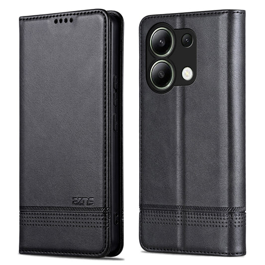 AZNS For Xiaomi Redmi Note 13 4G Wallet Case Leather Phone Cover Wholesale Supplier - Black