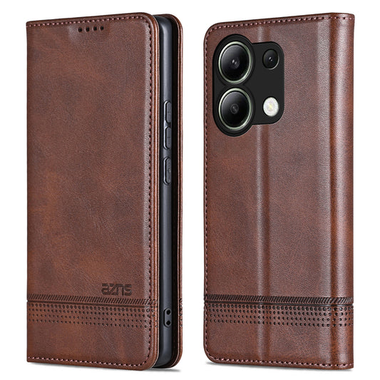 AZNS For Xiaomi Redmi Note 13 4G Wallet Case Leather Phone Cover Wholesale Supplier - Coffee
