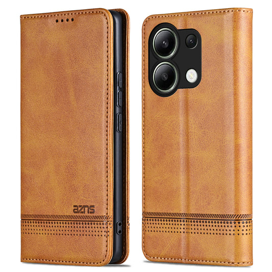 AZNS For Xiaomi Redmi Note 13 4G Wallet Case Leather Phone Cover Wholesale Supplier - Brown