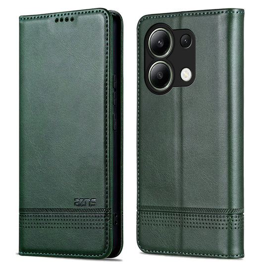AZNS For Xiaomi Redmi Note 13 4G Wallet Case Leather Phone Cover Wholesale Supplier - Green