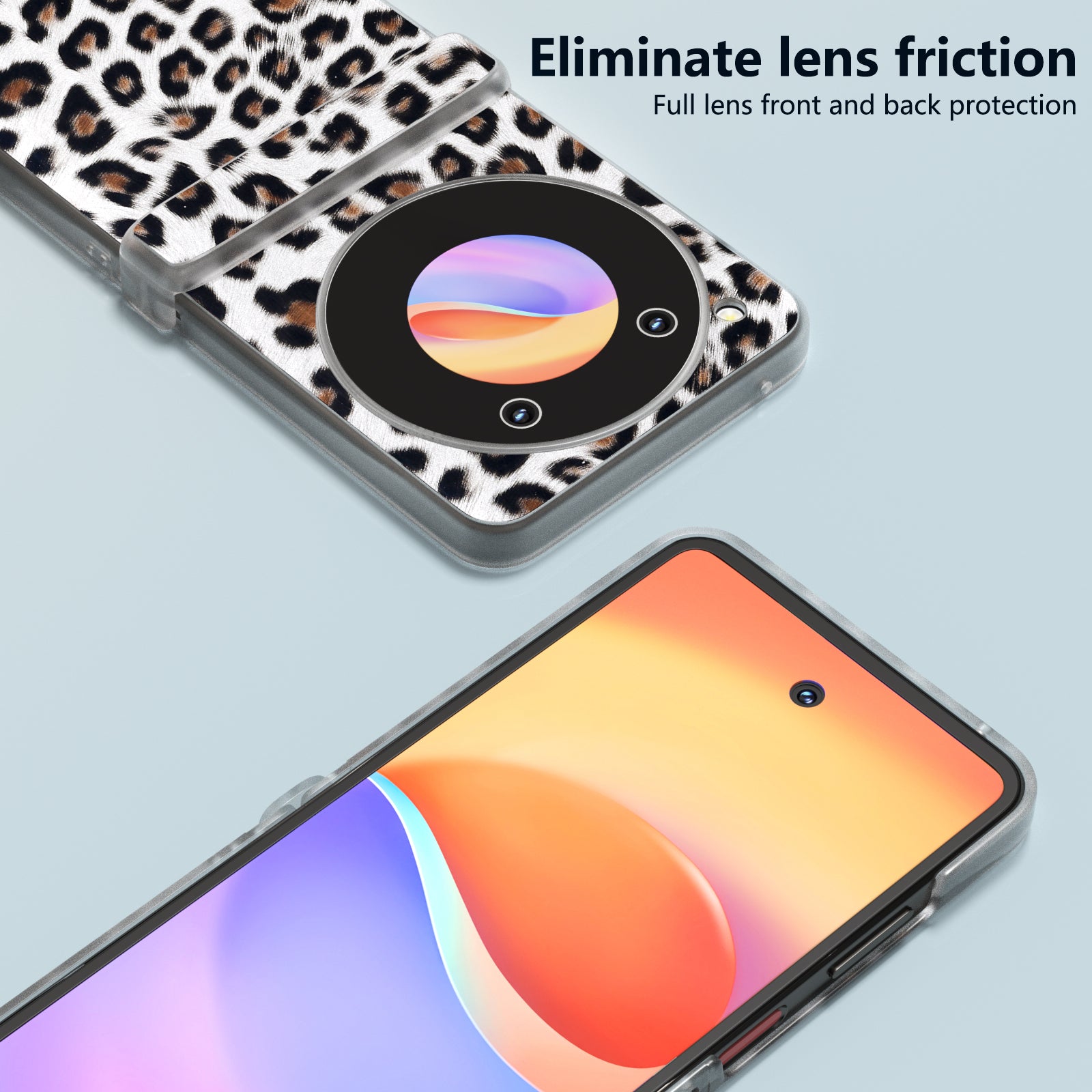 ABEEL For ZTE Libero Flip / nubia Flip 5G Case Clear Matte Edge Leather Leopard Print Texture Phone Cover - Silver