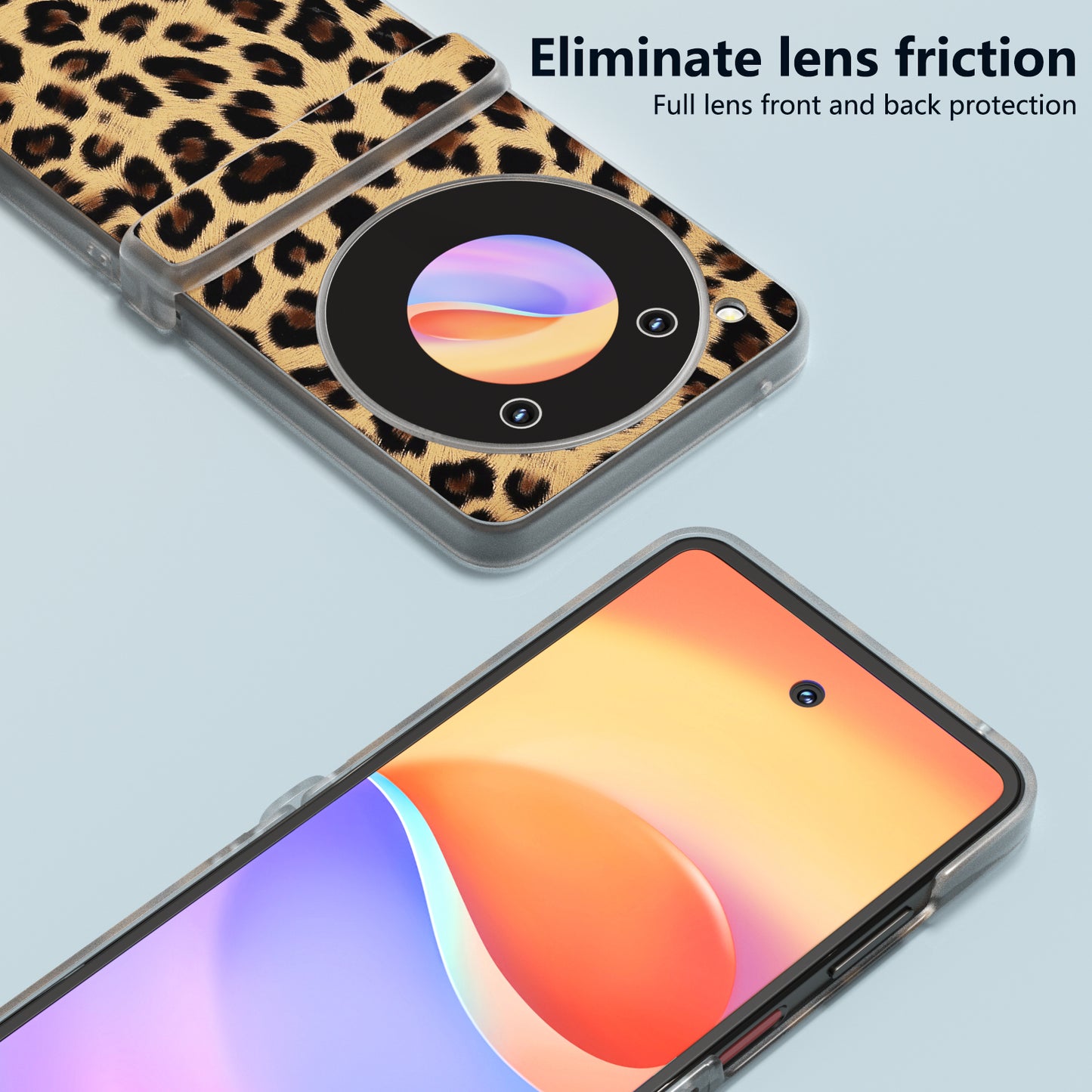 ABEEL For ZTE Libero Flip / nubia Flip 5G Case Clear Matte Edge Leather Leopard Print Texture Phone Cover - Champagne Gold