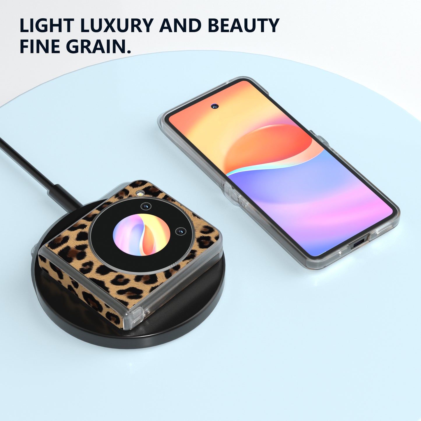 ABEEL For ZTE Libero Flip / nubia Flip 5G Case Clear Matte Edge Leather Leopard Print Texture Phone Cover - Champagne Gold