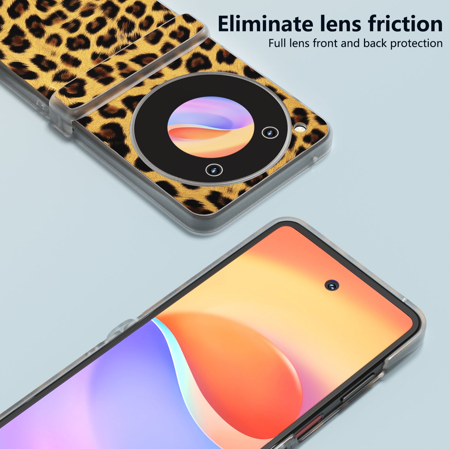ABEEL For ZTE Libero Flip / nubia Flip 5G Case Clear Matte Edge Leather Leopard Print Texture Phone Cover - Gold
