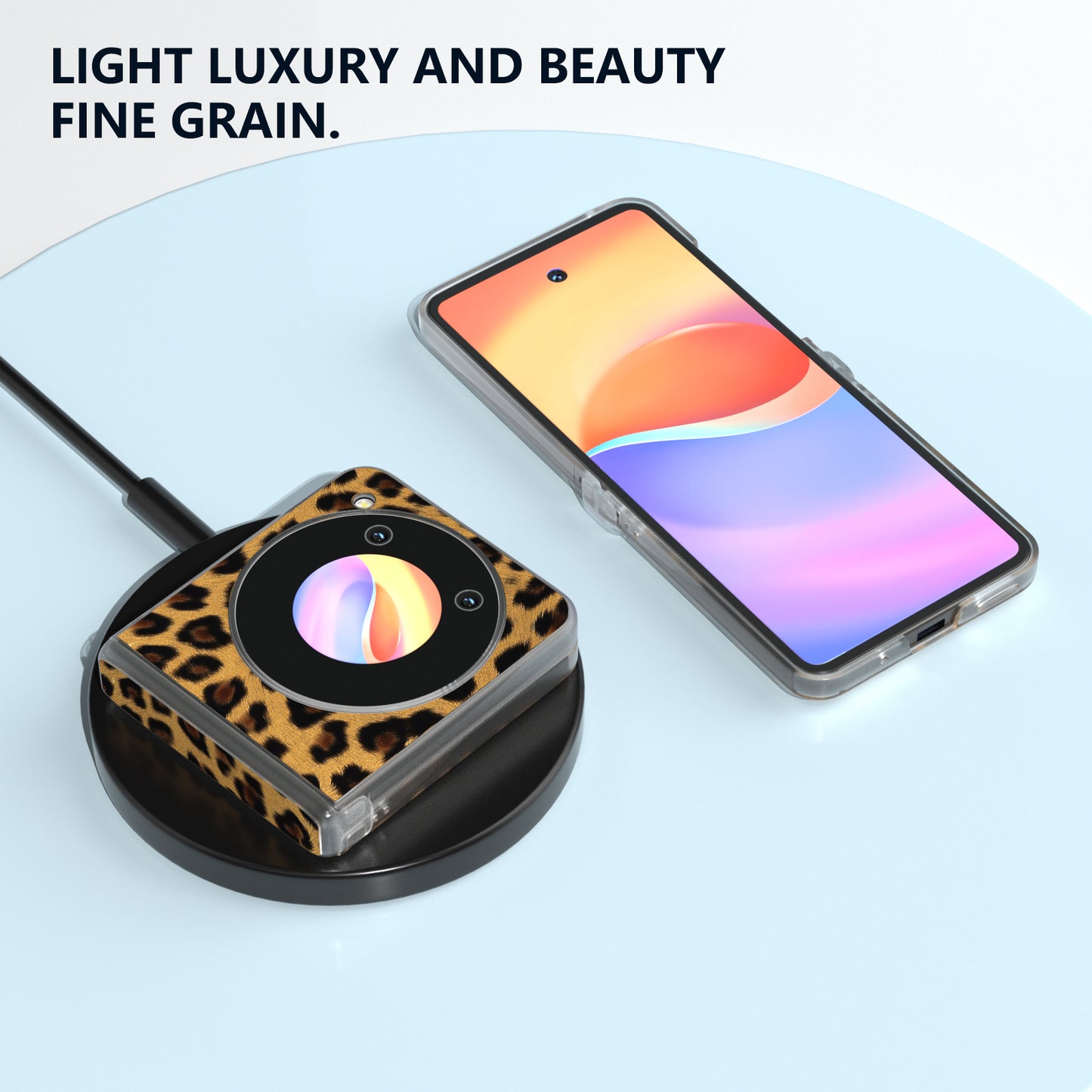 ABEEL For ZTE Libero Flip / nubia Flip 5G Case Clear Matte Edge Leather Leopard Print Texture Phone Cover - Gold