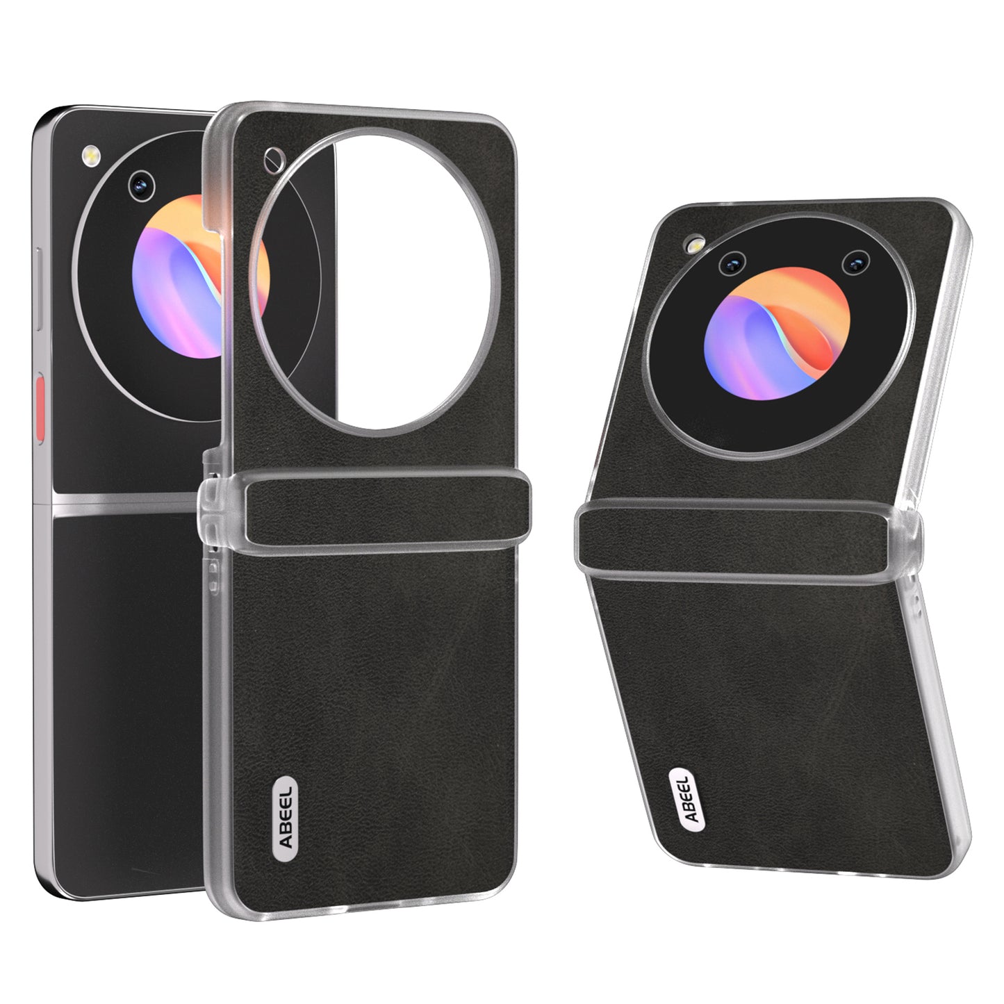 ABEEL For ZTE Libero Flip / nubia Flip 5G Case Leather Cowhide Texture Phone Shell with Clear Matte Edge - Black