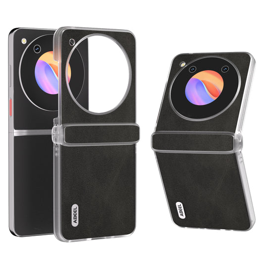 ABEEL For ZTE Libero Flip / nubia Flip 5G Case Leather Cowhide Texture Phone Shell with Clear Matte Edge - Black