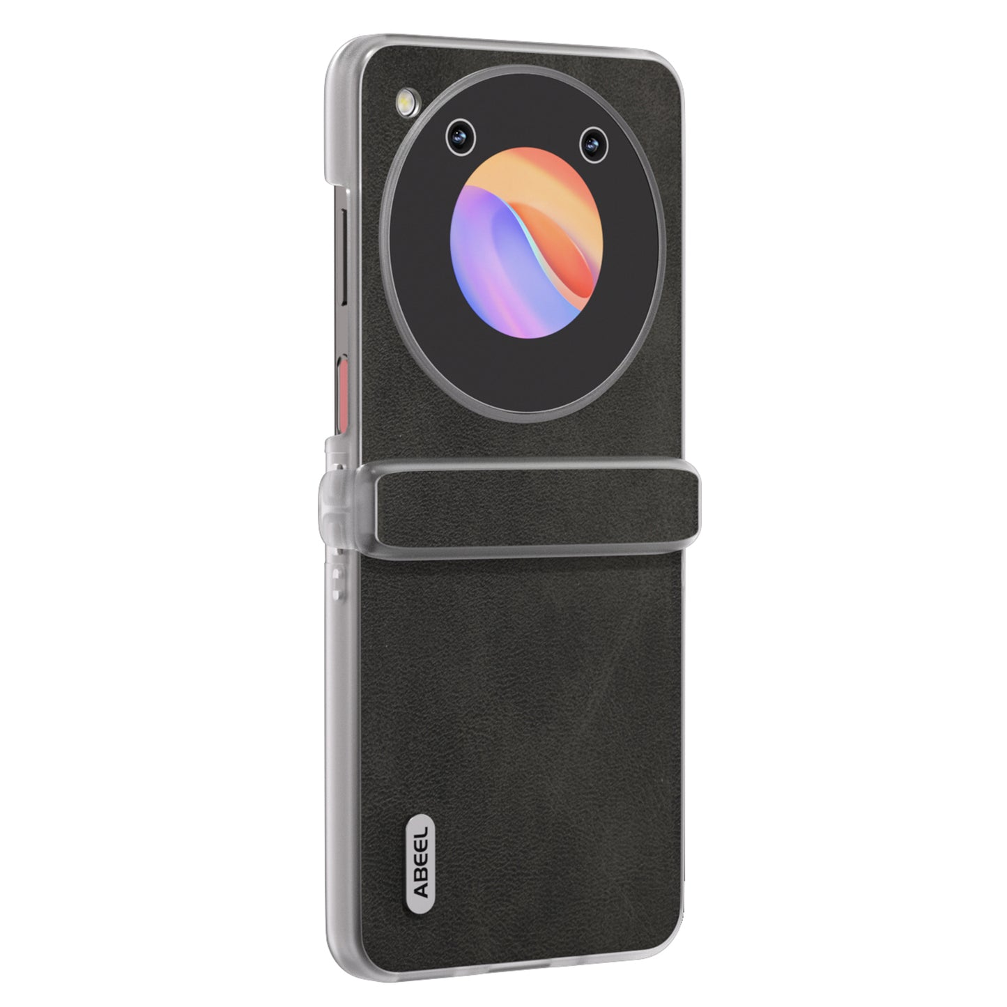ABEEL For ZTE Libero Flip / nubia Flip 5G Case Leather Cowhide Texture Phone Shell with Clear Matte Edge - Black
