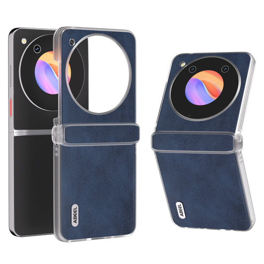 ABEEL For ZTE Libero Flip / nubia Flip 5G Case Leather Cowhide Texture Phone Shell with Clear Matte Edge - Blue