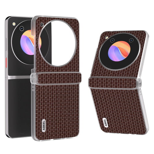 ABEEL For ZTE Libero Flip / nubia Flip 5G Case Genuine Cow Leather Phone Shell with Clear Matte Edge - Coffee