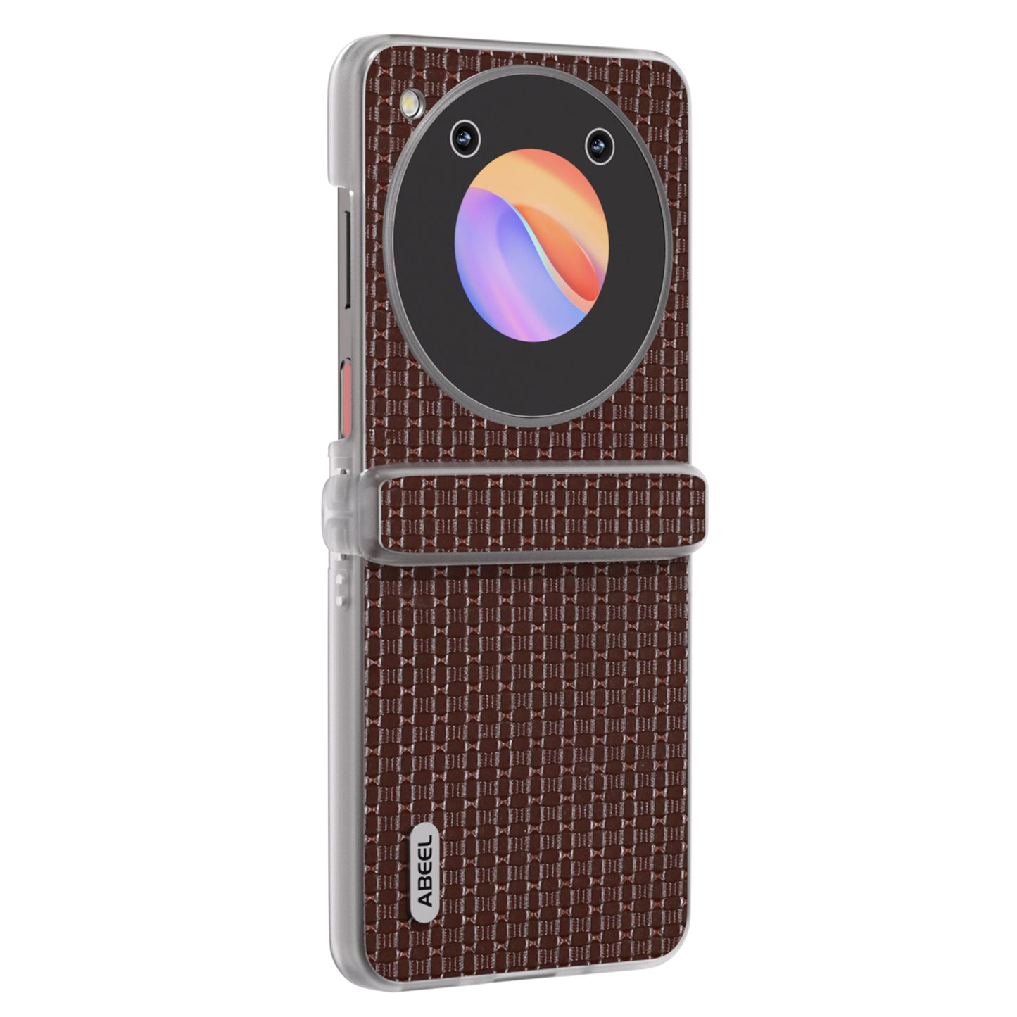 ABEEL For ZTE Libero Flip / nubia Flip 5G Case Genuine Cow Leather Phone Shell with Clear Matte Edge - Coffee