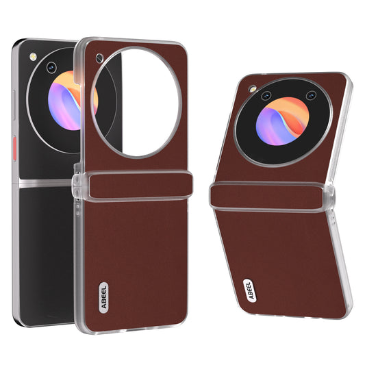 ABEEL For ZTE nubia Flip 5G / Libero Flip Case Cowhide Leather Soft Silk PC Phone Cover with Matte Edge - Brown