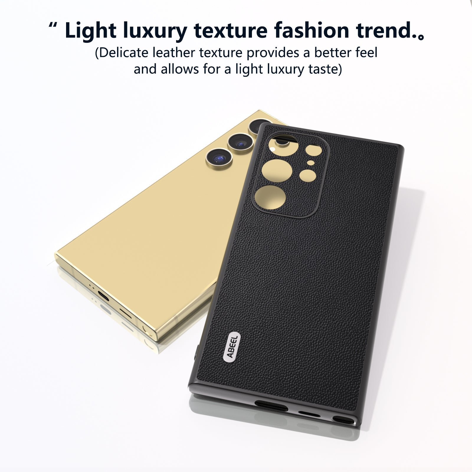 ABEEL For Samsung Galaxy S24 Ultra Phone Cover Bump Proof Genuine Cow Leather Classy Case - Black