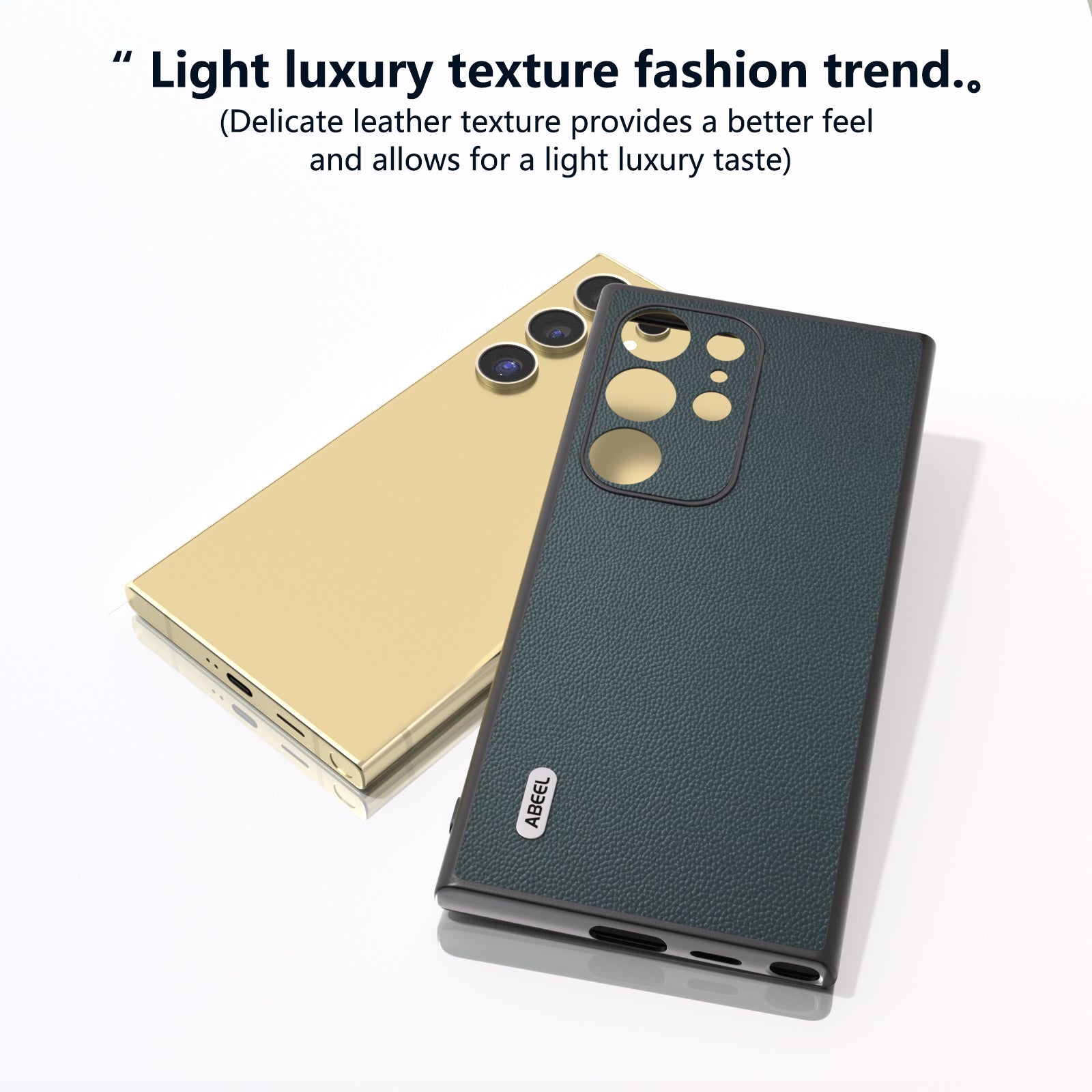 ABEEL For Samsung Galaxy S24 Ultra Phone Cover Bump Proof Genuine Cow Leather Classy Case - Green