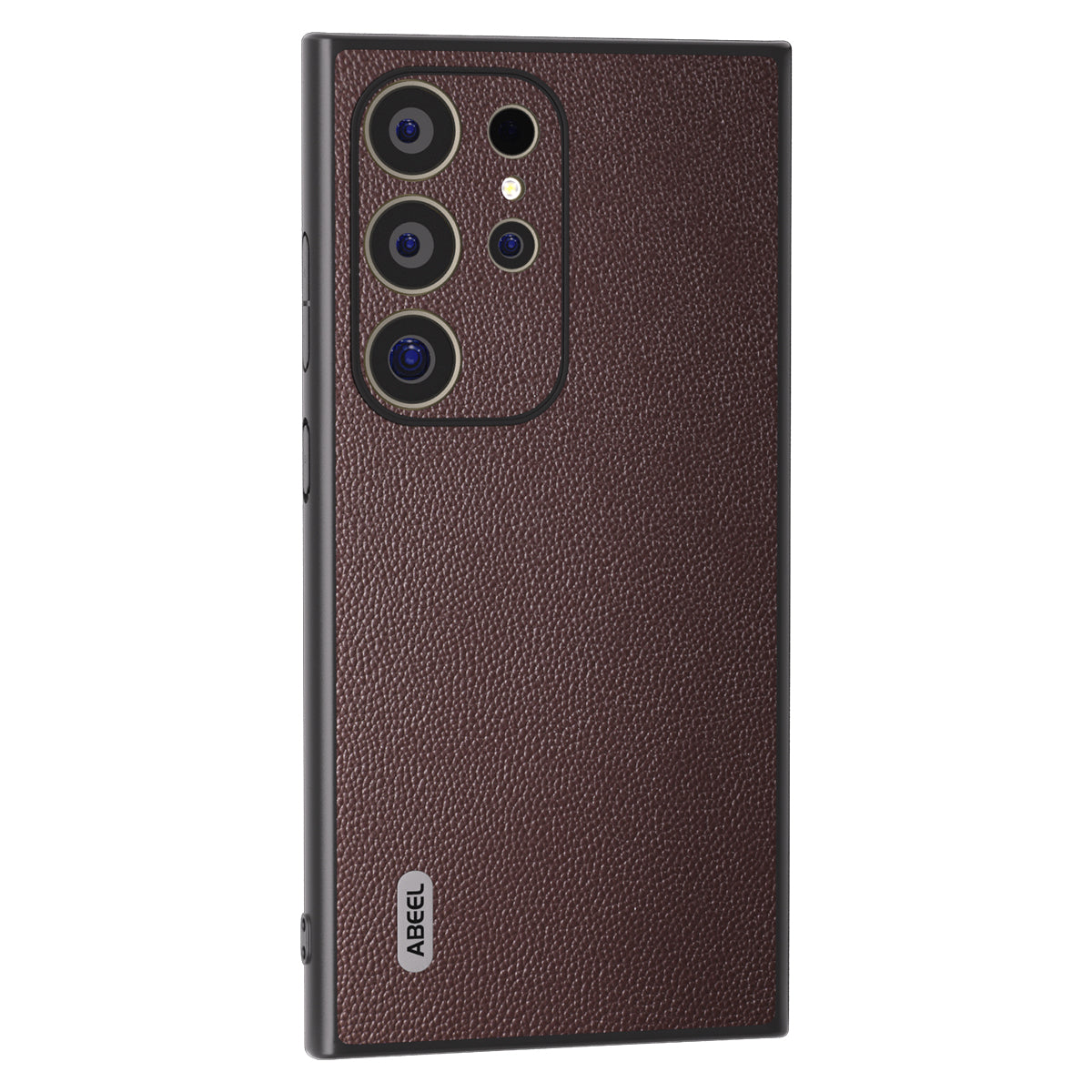 ABEEL For Samsung Galaxy S24 Ultra Phone Cover Bump Proof Genuine Cow Leather Classy Case - Coffee