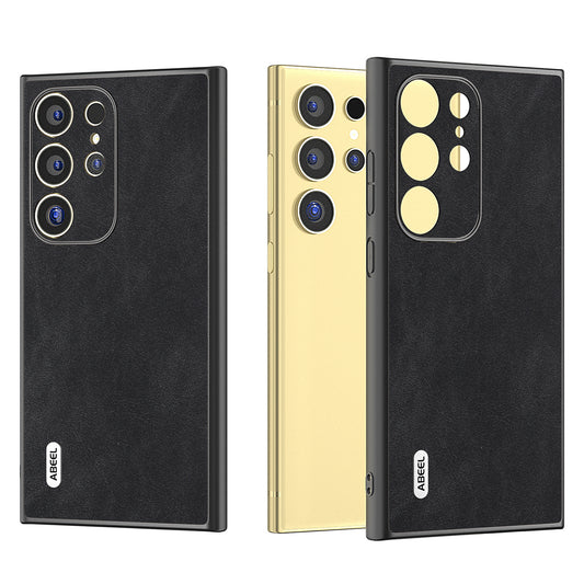 ABEEL For Samsung Galaxy S24 Ultra Case Slim Fit PU Leather+PC Phone Cover - Black