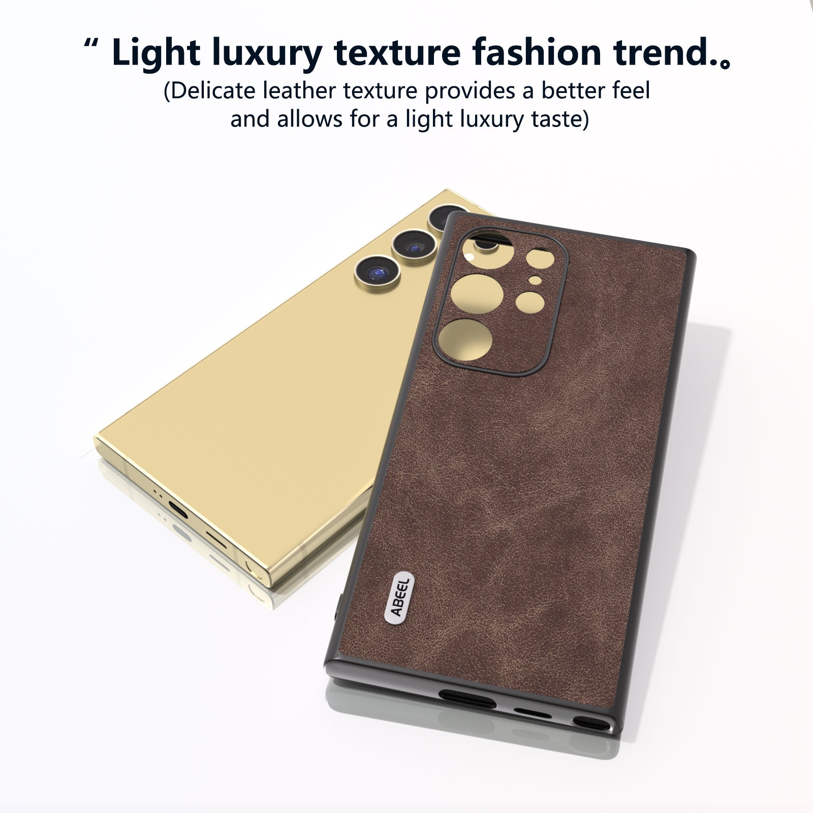 ABEEL For Samsung Galaxy S24 Ultra Case Slim Fit PU Leather+PC Phone Cover - Coffee