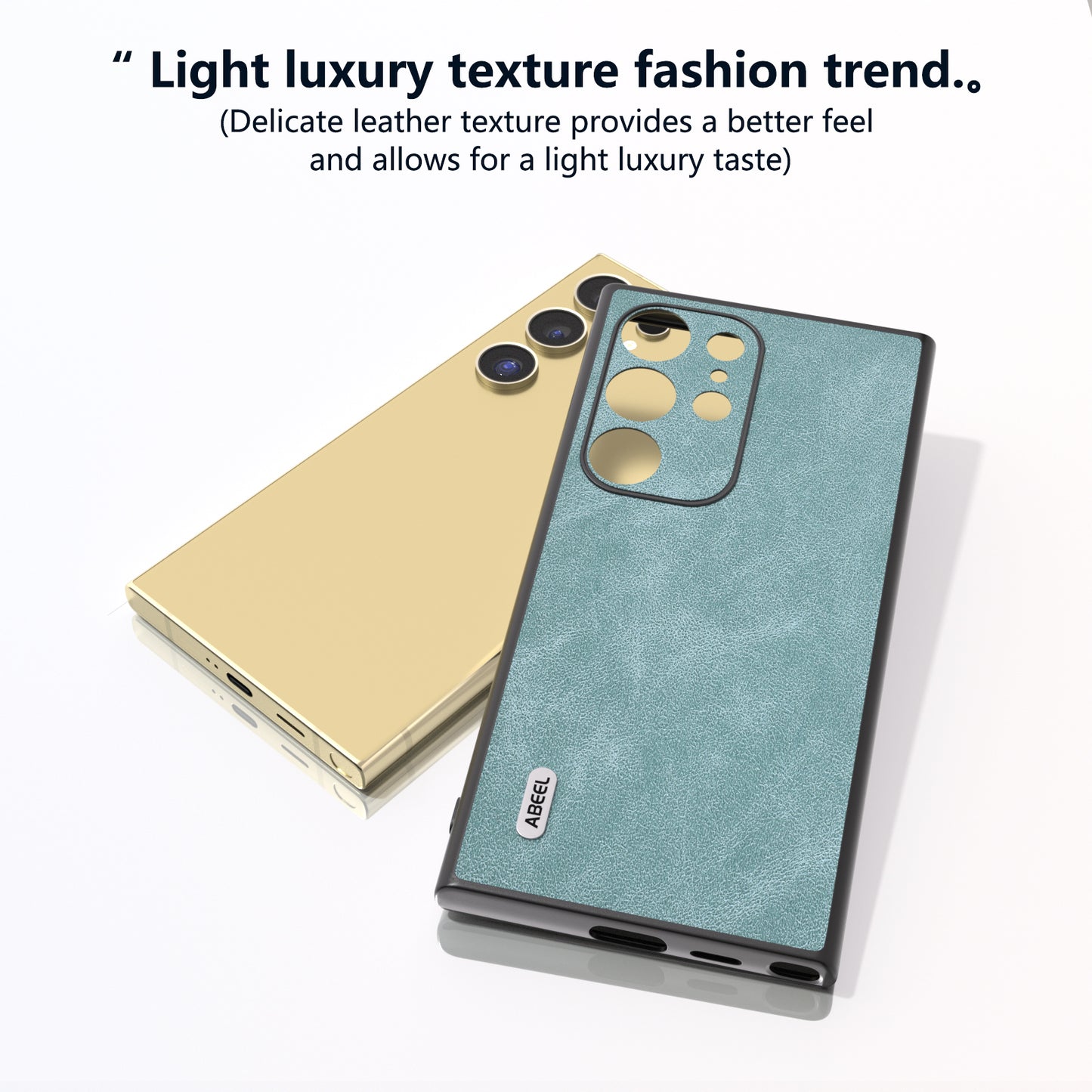 ABEEL For Samsung Galaxy S24 Ultra Case Slim Fit PU Leather+PC Phone Cover - Baby Blue