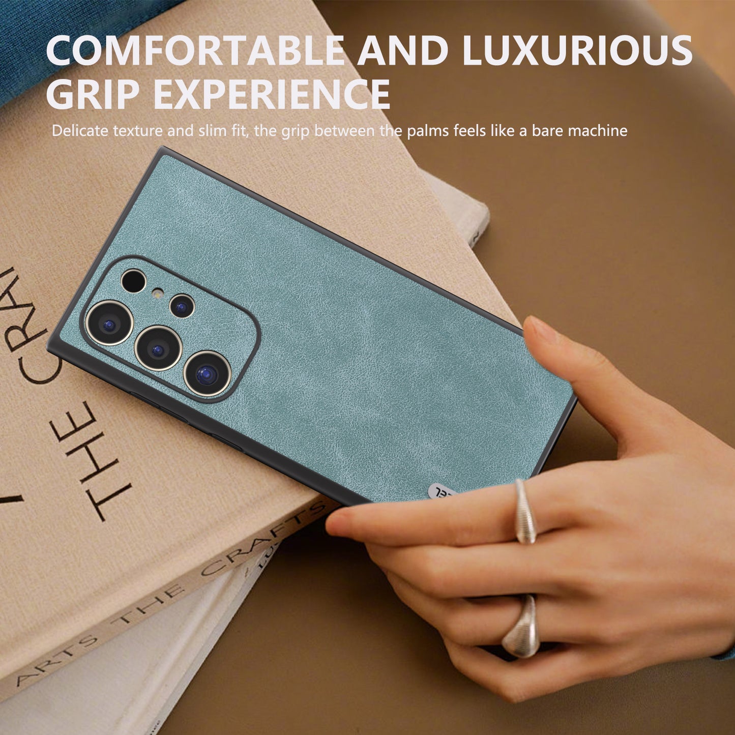 ABEEL For Samsung Galaxy S24 Ultra Case Slim Fit PU Leather+PC Phone Cover - Baby Blue