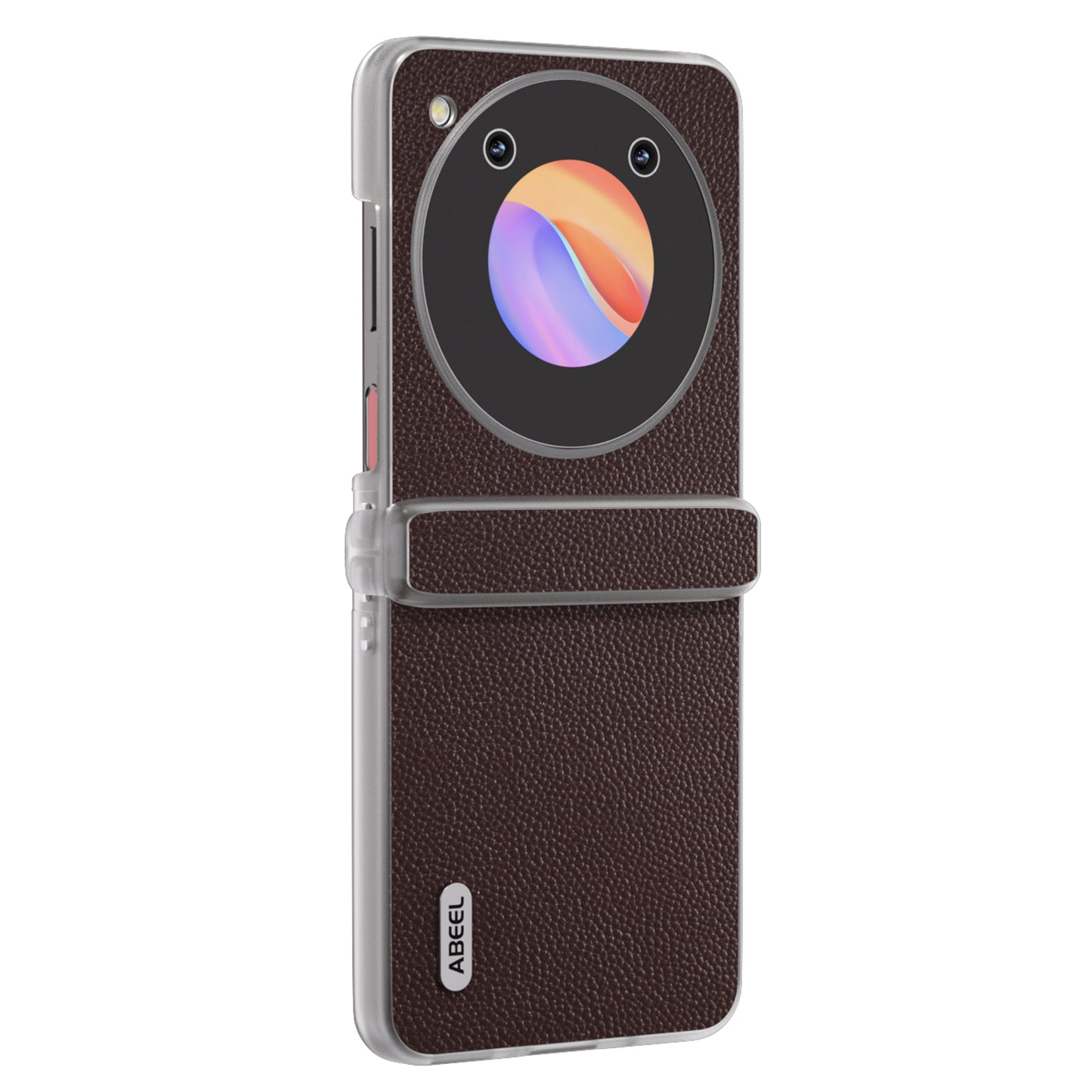 ABEEL For ZTE Libero Flip Case Clear Matte Edge Genuine Cow Leather+PC Phone Shell - Coffee