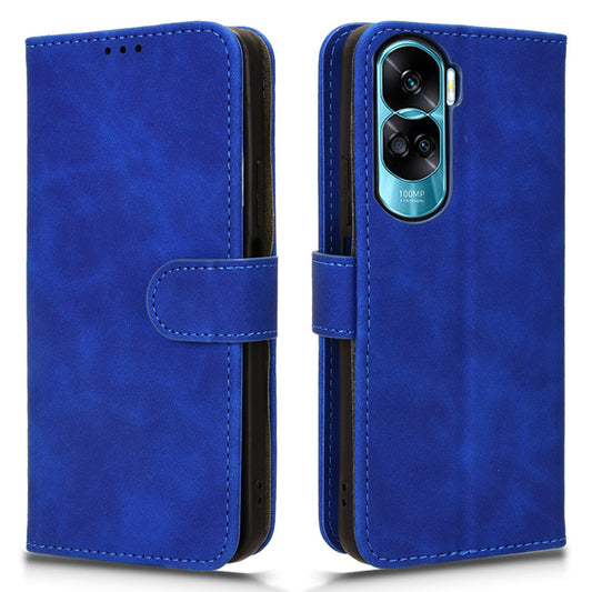 For Honor 90 Lite 5G / X50i 5G Case Skin Touch Feeling Leather Wallet Stand Phone Cover - Blue