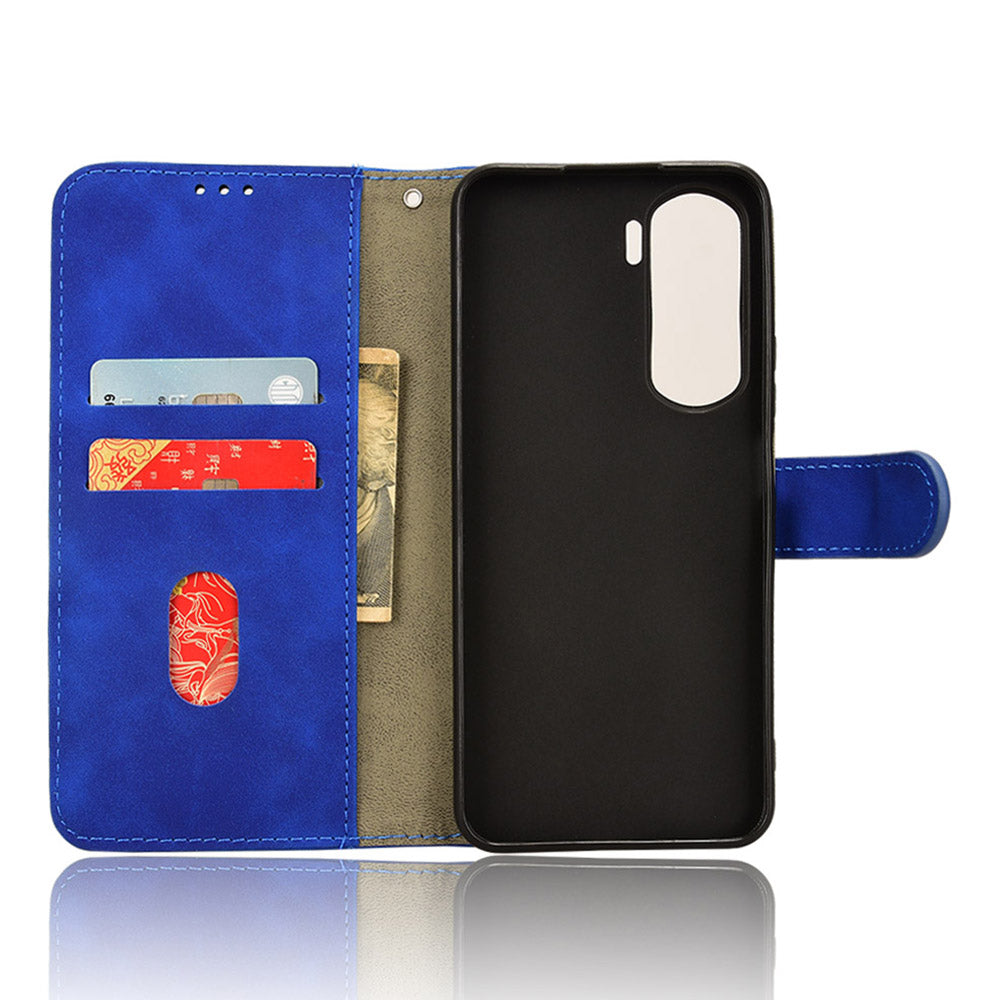 For Honor 90 Lite 5G / X50i 5G Case Skin Touch Feeling Leather Wallet Stand Phone Cover - Blue
