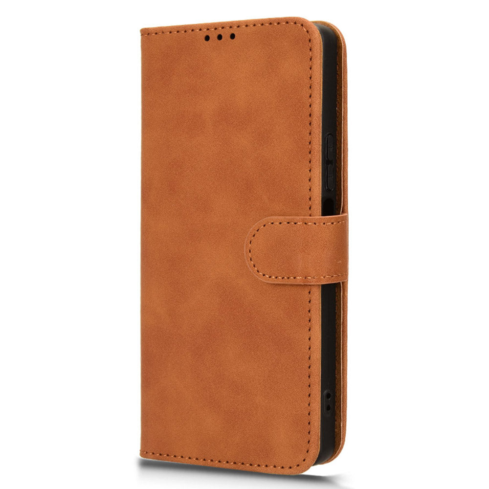 For Transsion Infinix Note 40 Case PU Leather Skin Touch Folding Stand Phone Cover - Brown