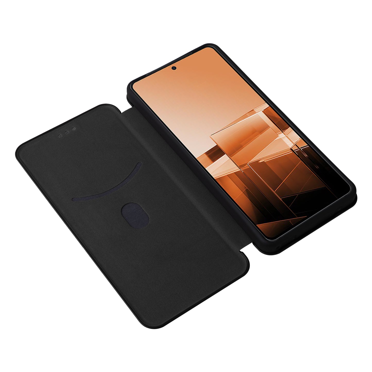 For Asus Zenfone 11 Ultra 5G Leather Case Carbon Fiber Texture Stand Magnetic Phone Cover - Black