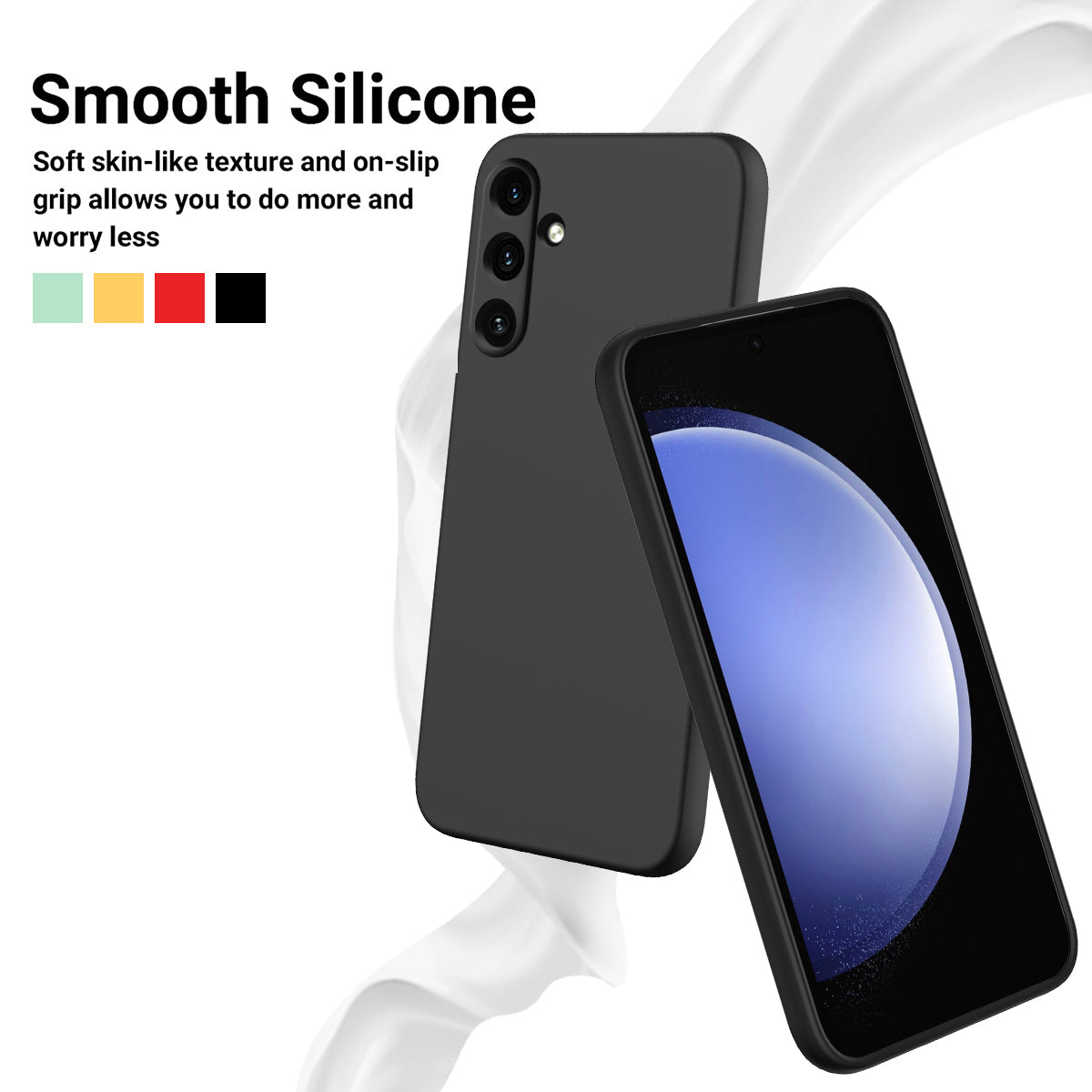 For Samsung Galaxy M55 5G Slim Case Soft Liquid Silicone Phone Cover - Black