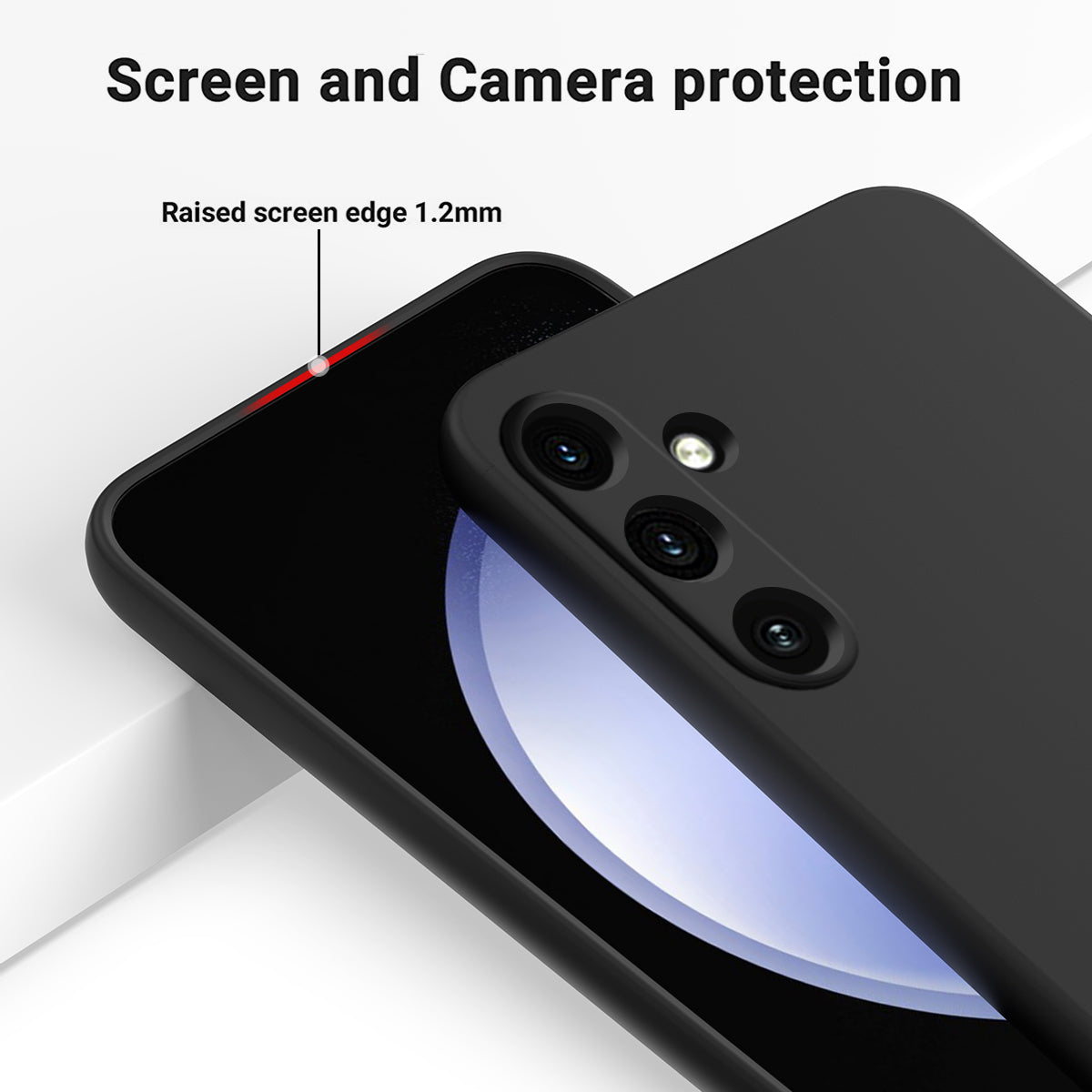 For Samsung Galaxy M55 5G Slim Case Soft Liquid Silicone Phone Cover - Black