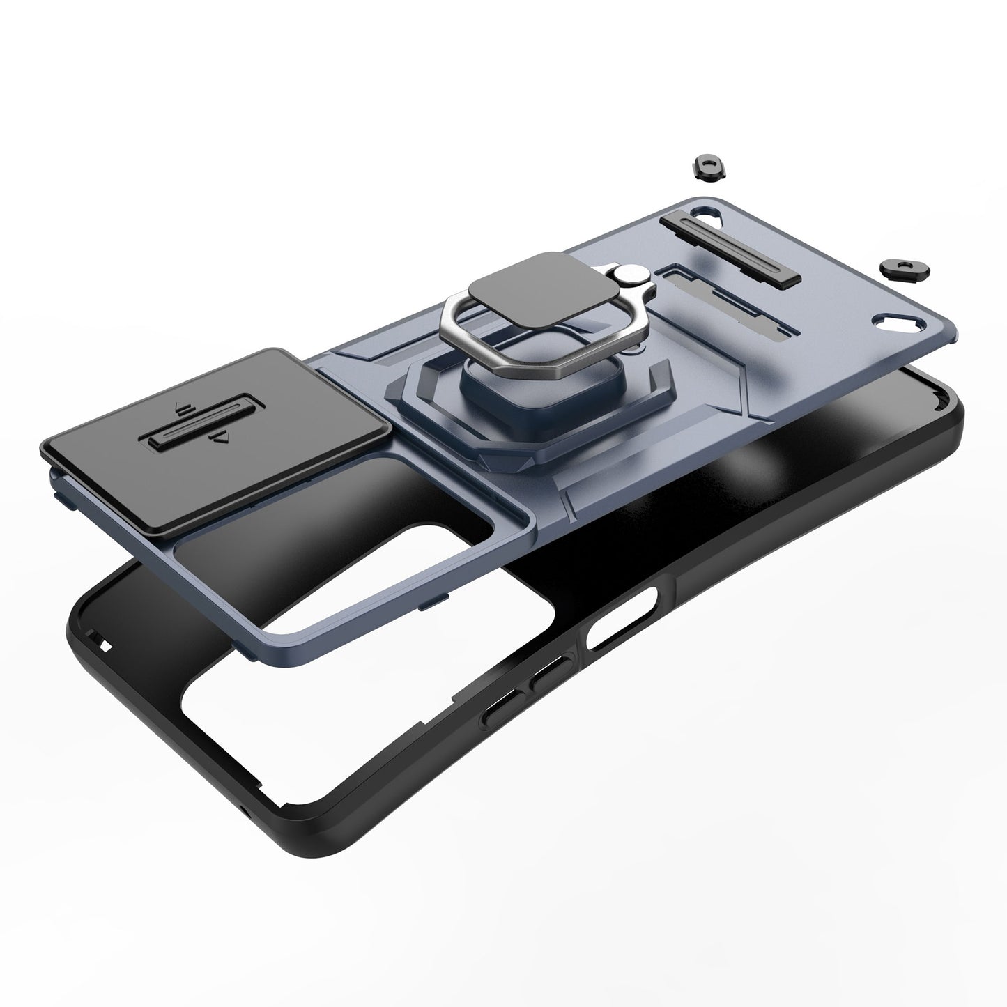For Oppo A79 5G / A2 5G Case Camera Protection PC+TPU Phone Cover with Ring Kickstand - Green