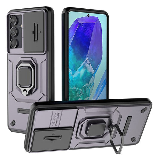 For Samsung Galaxy M55 5G / C55 5G / F55 5G Case PC+TPU Phone Protector with Slide Camera Cover - Purple