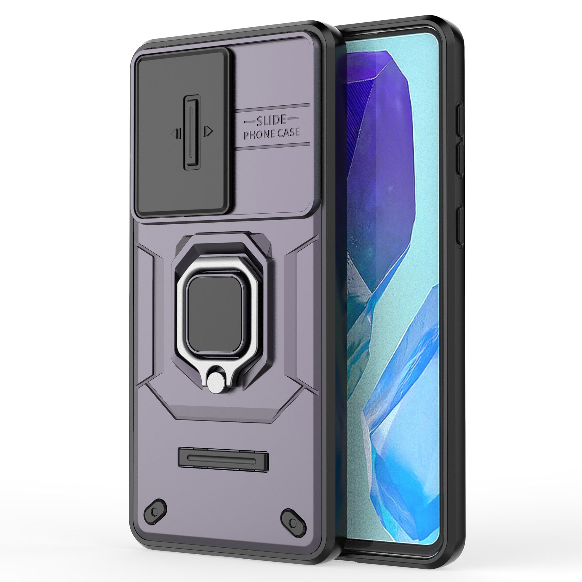 For Samsung Galaxy M55 5G Case PC+TPU Phone Protector with Slide Camera Cover - Purple