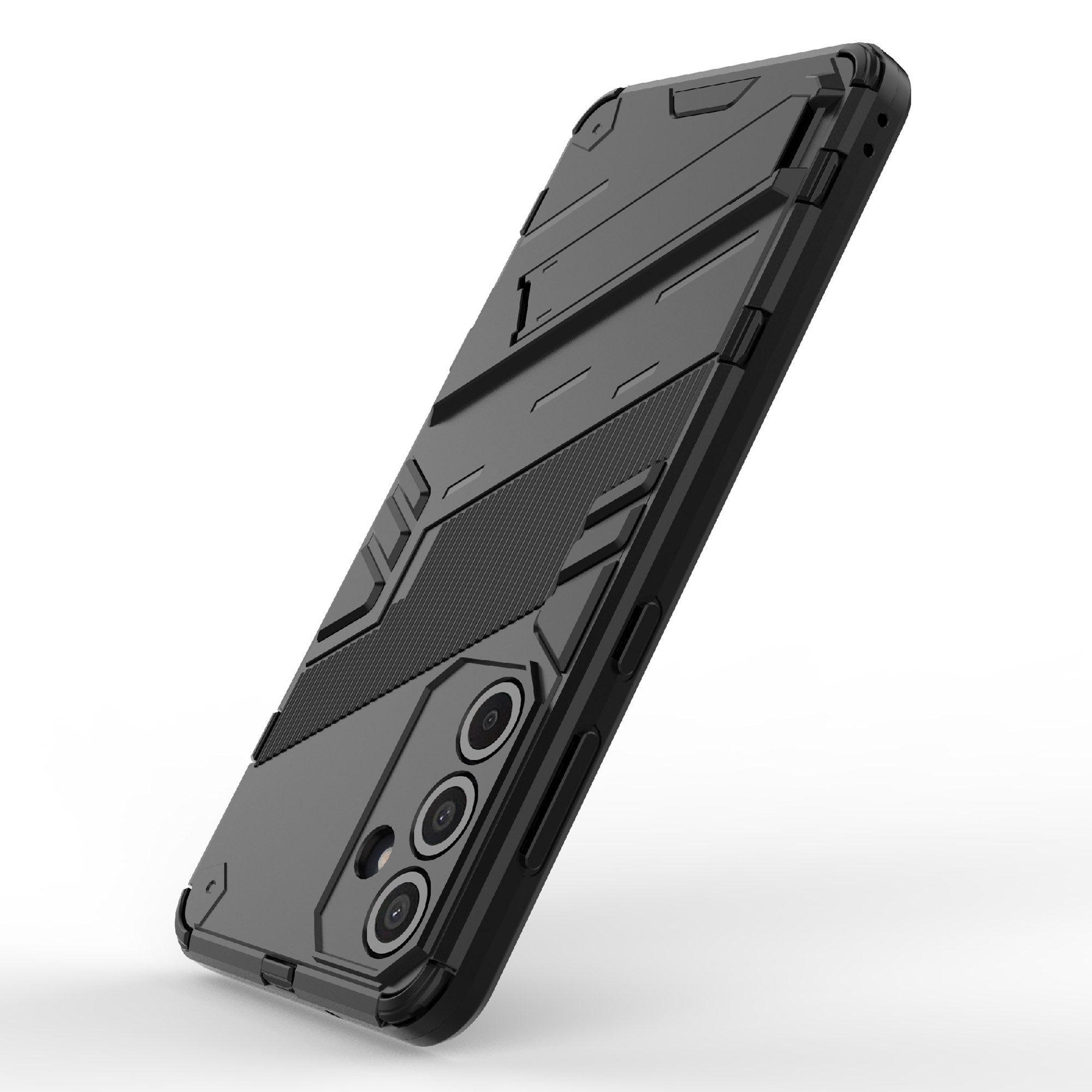 For Samsung Galaxy M55 5G Case Kickstand Protective PC+TPU Phone Cover - Black