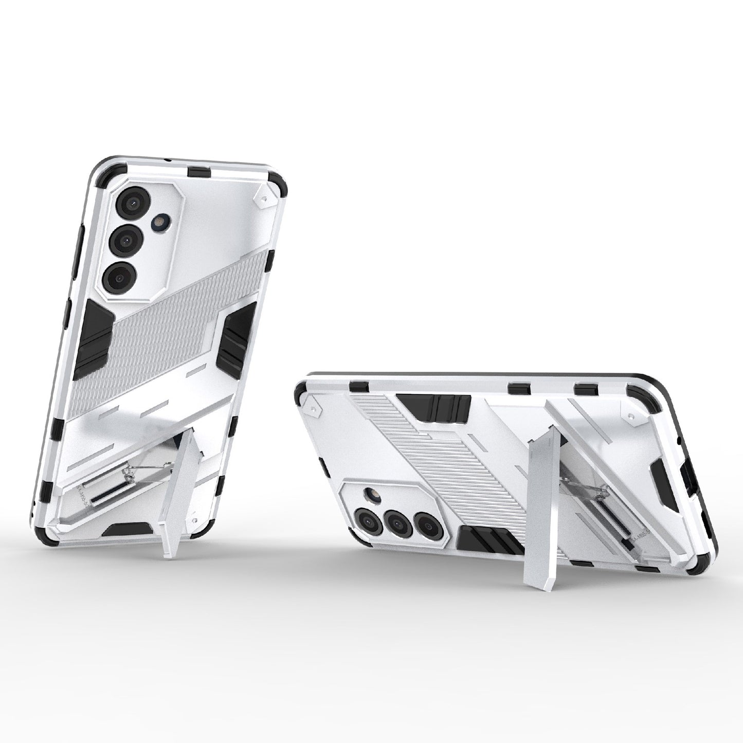 For Samsung Galaxy M55 5G Case Kickstand Protective PC+TPU Phone Cover - White
