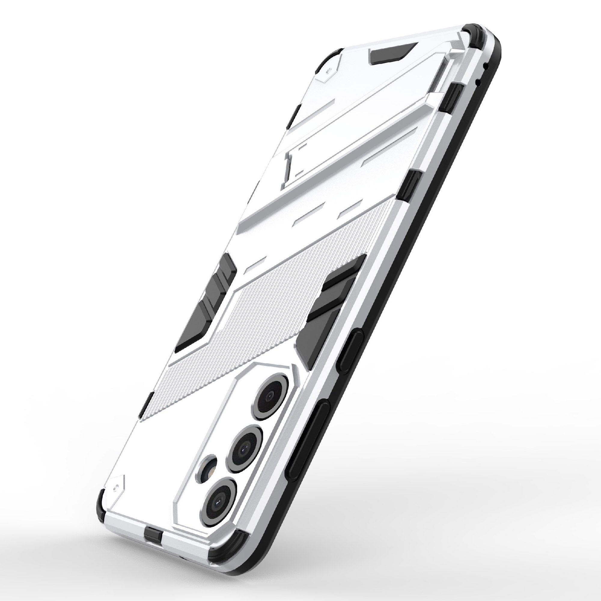 For Samsung Galaxy M55 5G Case Kickstand Protective PC+TPU Phone Cover - White