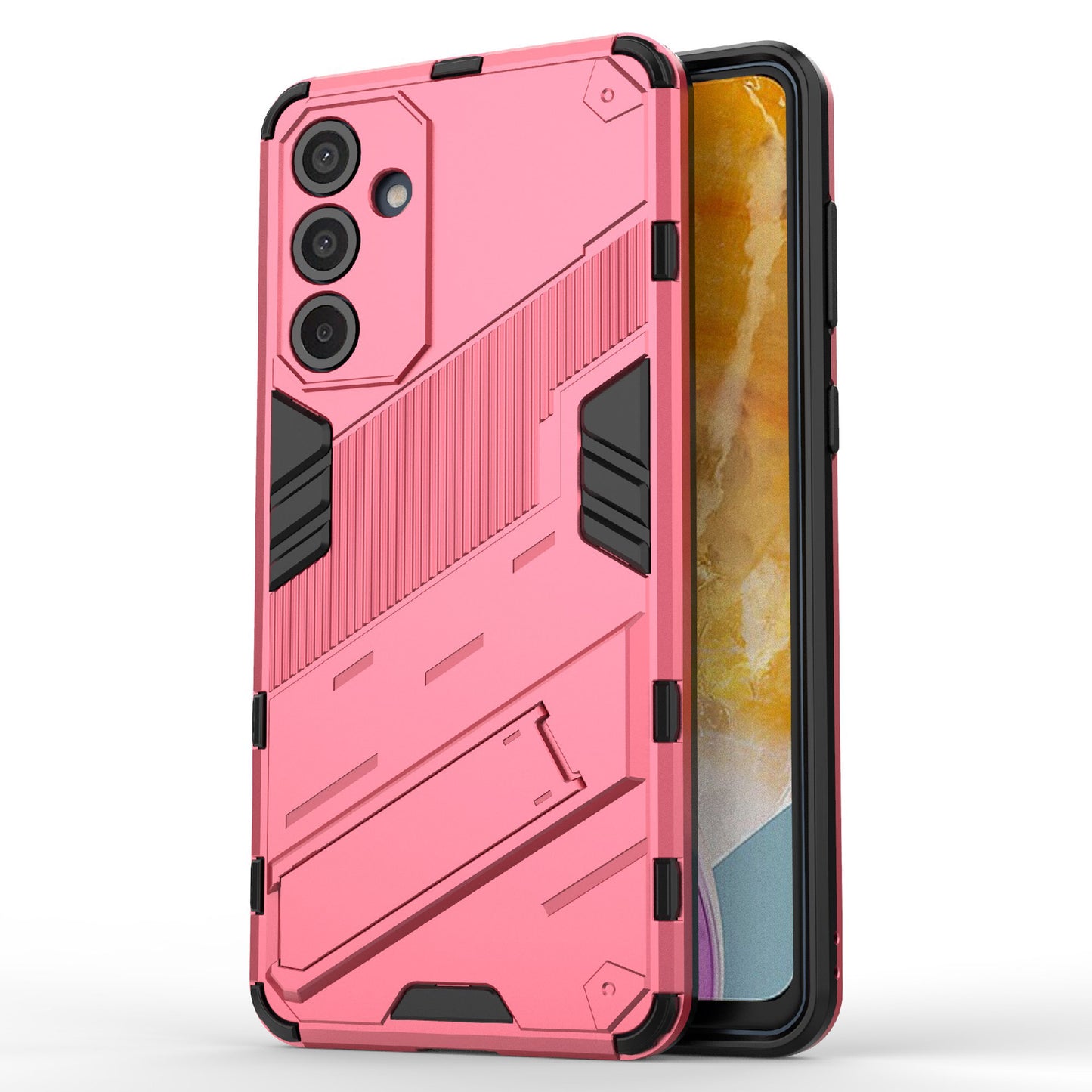 For Samsung Galaxy M55 5G Case Kickstand Protective PC+TPU Phone Cover - Rose