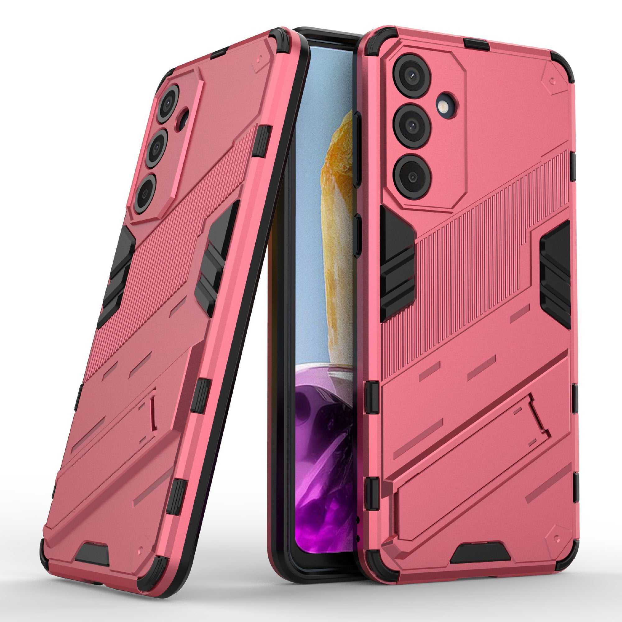 For Samsung Galaxy M55 5G Case Kickstand Protective PC+TPU Phone Cover - Rose