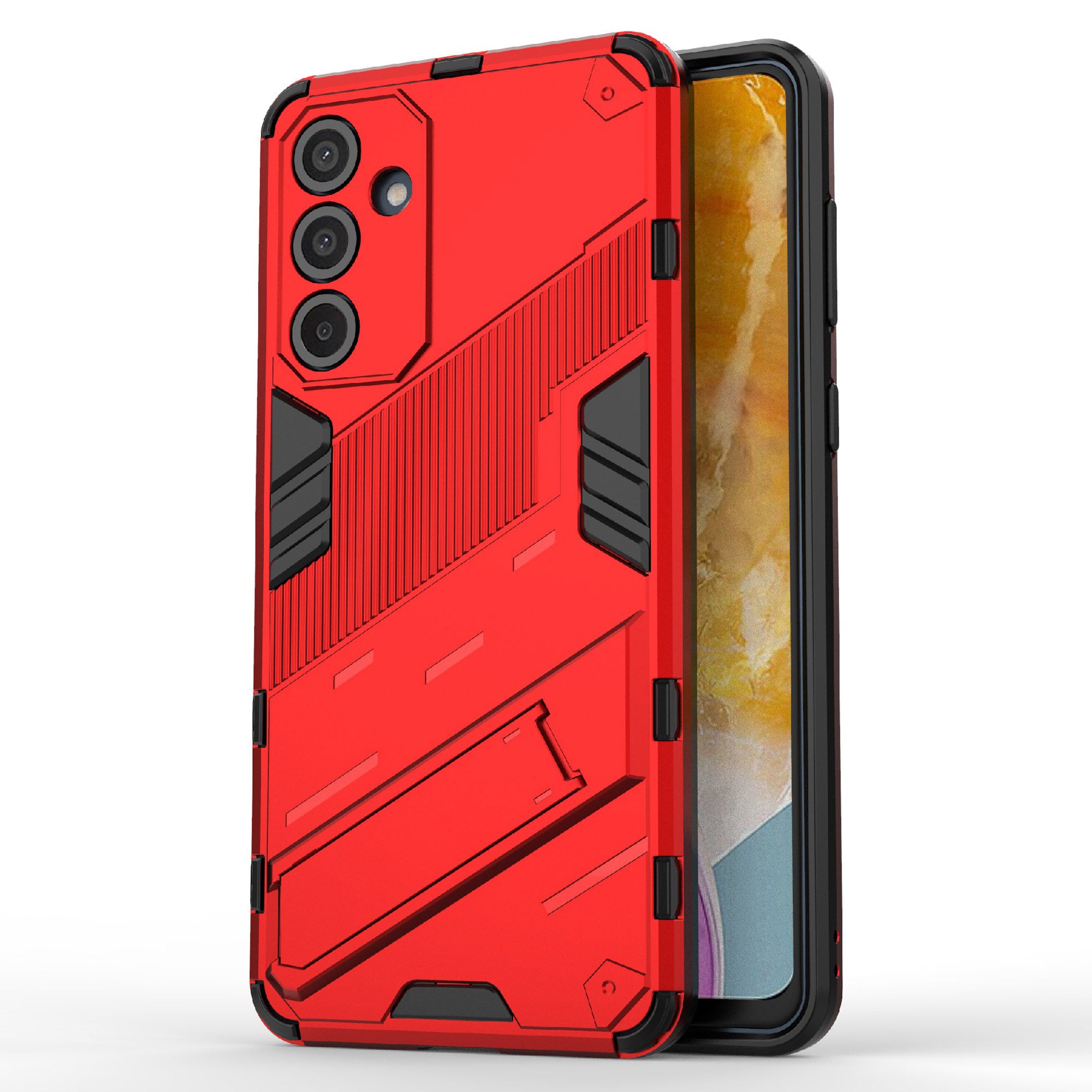 For Samsung Galaxy M55 5G Case Kickstand Protective PC+TPU Phone Cover - Red