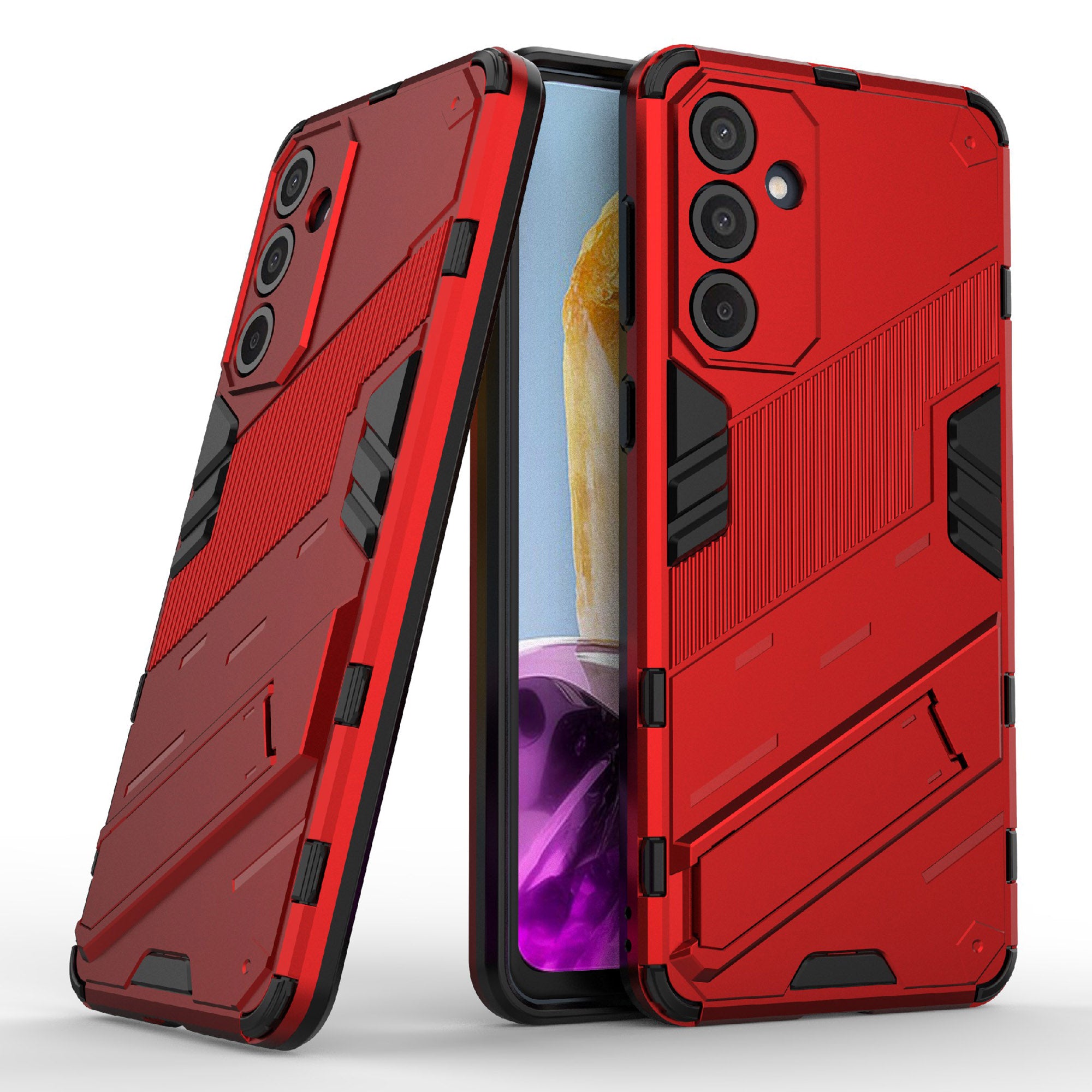 For Samsung Galaxy M55 5G Case Kickstand Protective PC+TPU Phone Cover - Red