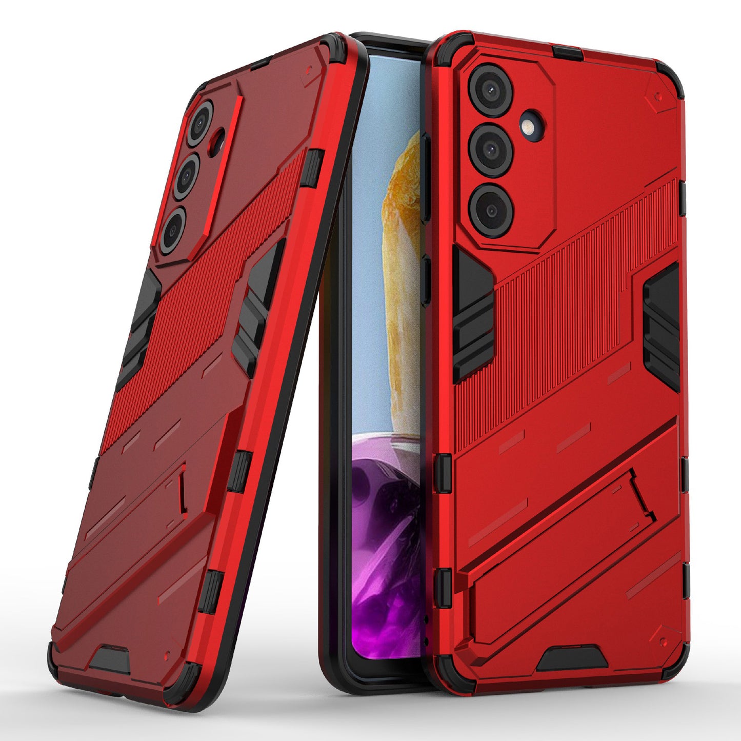For Samsung Galaxy M55 5G Case Kickstand Protective PC+TPU Phone Cover - Red